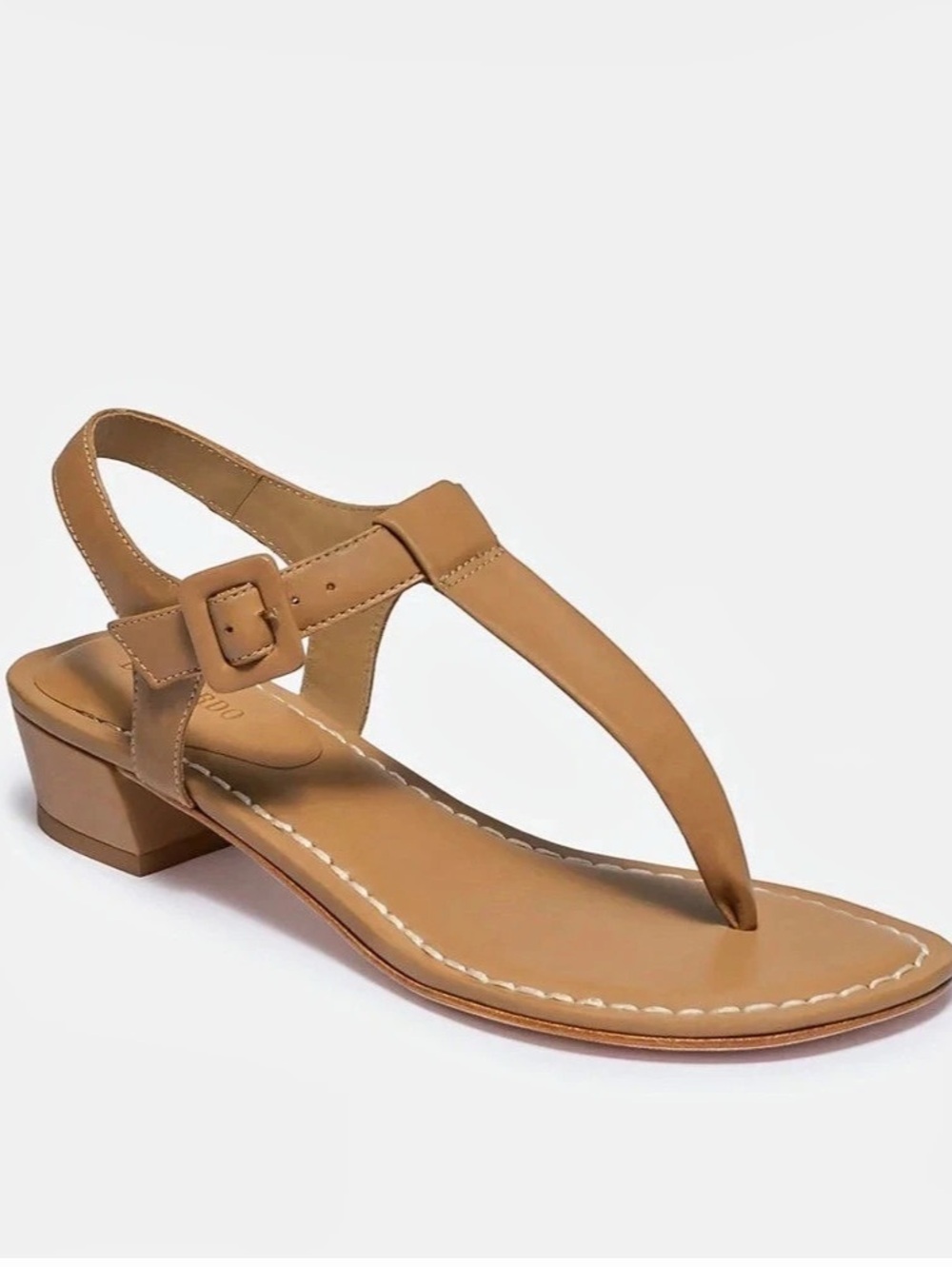 Bernardo Goyara Thong Sandal Leather T-Strap Sandals Sand Color US 8